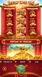 Fortune Ox · Pemeriksaan susunan gulungan dan status putaran aktif pada gambar kedua.